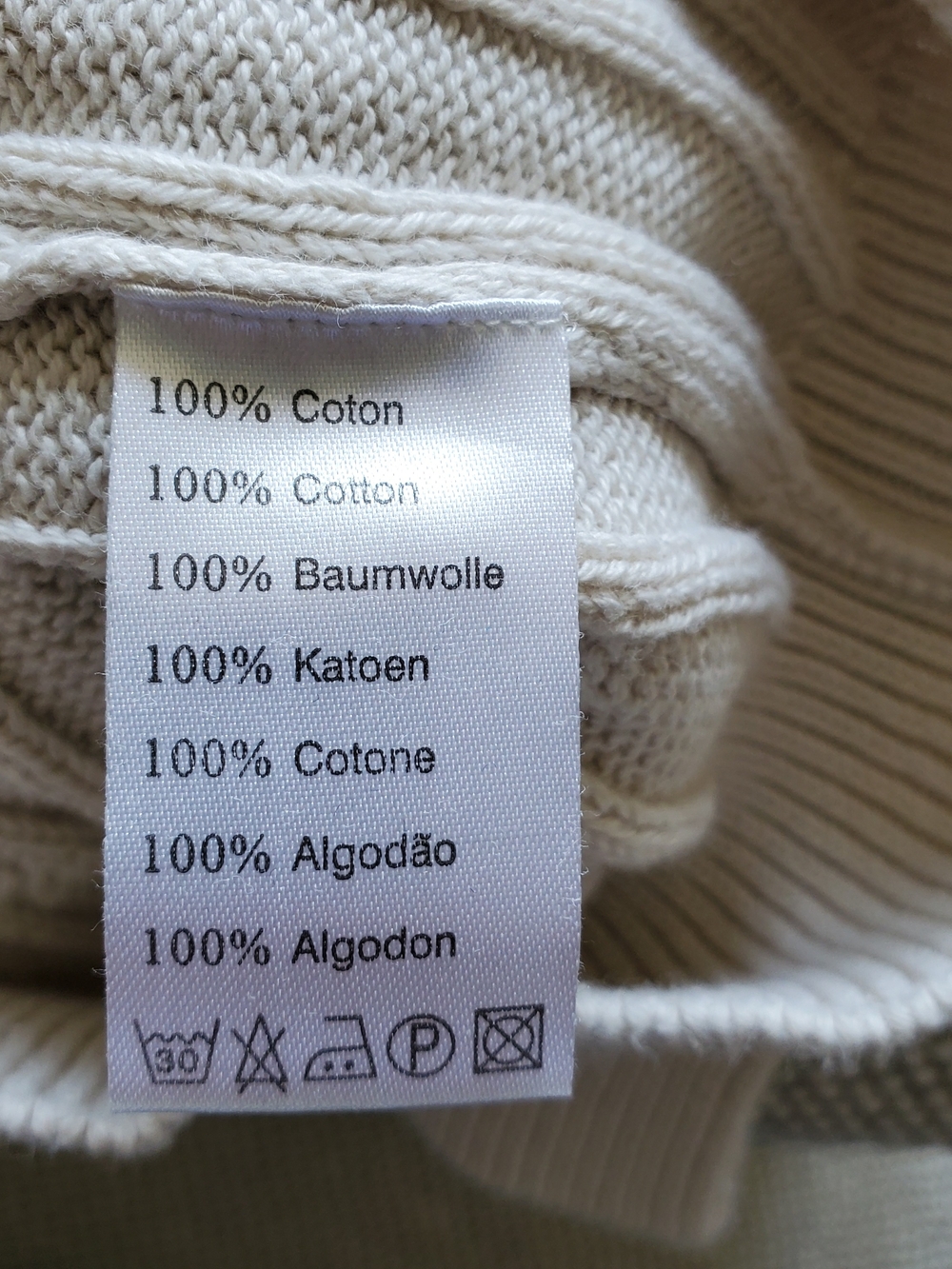 Lacoste Cream Cable Knit Crewneck Sweater with Green Logo. Size XL - Picture 8 of 8